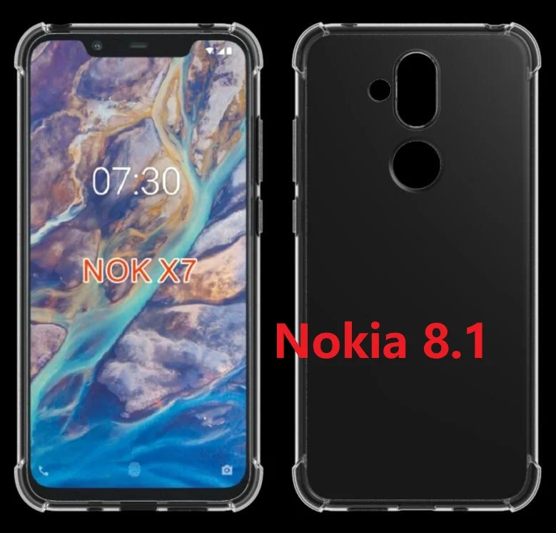 Для Nokia 7 1 и 8 чехол + закаленное стекло Прозрачный кремний TPU гелевый прозрачный