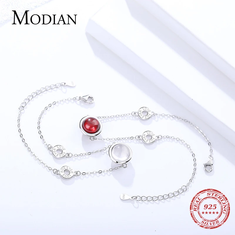 Modian класса люкс 100% стерлингового серебра 925 оригинальный красный и белый