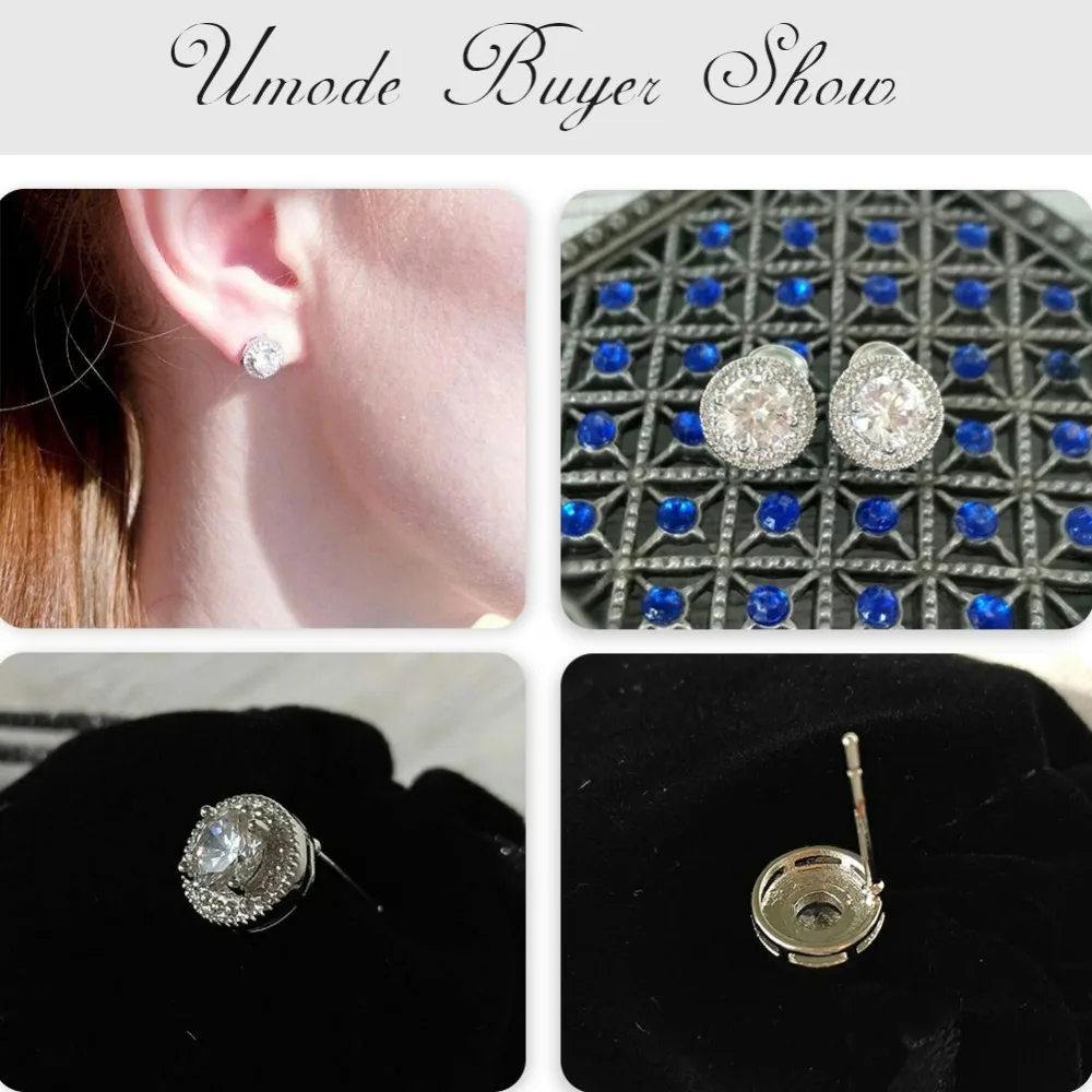Женские сережки гвоздики UMODE круглые серьги белого и золотого цвета с
