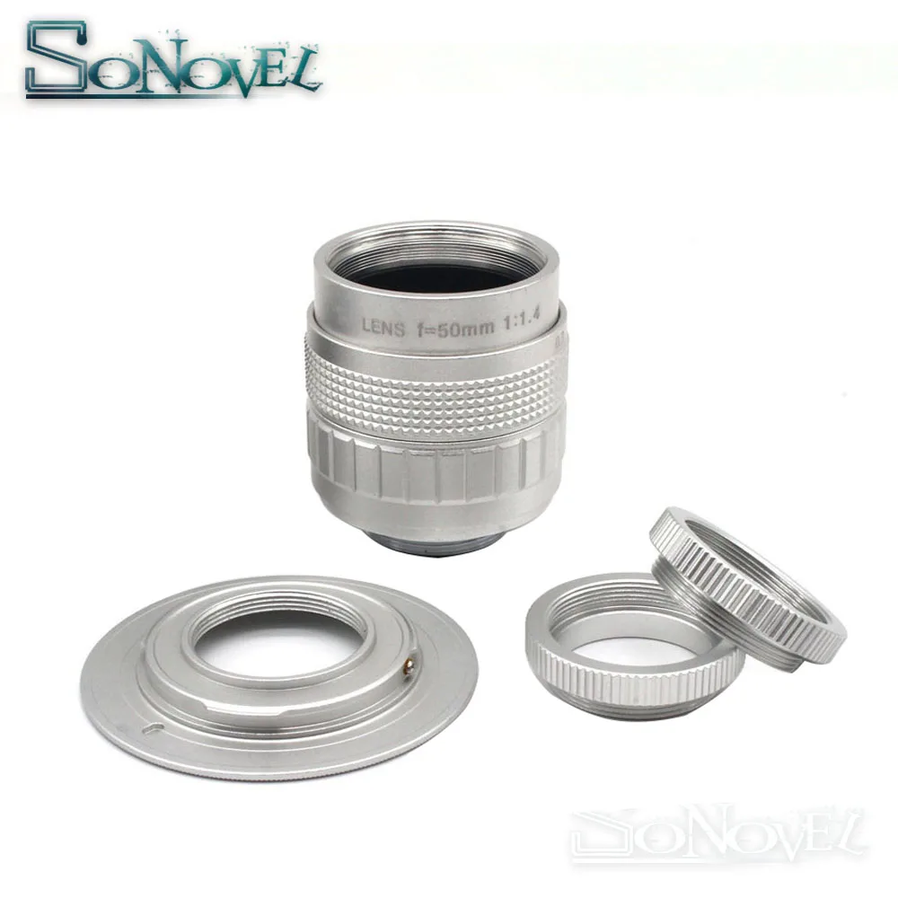 Серебряный 50 мм F1.4 CCTV TV Movie lens + C Mount макрокольцо для SONY E A6500 A6300 A6100 A6000 A3500 NEX Series