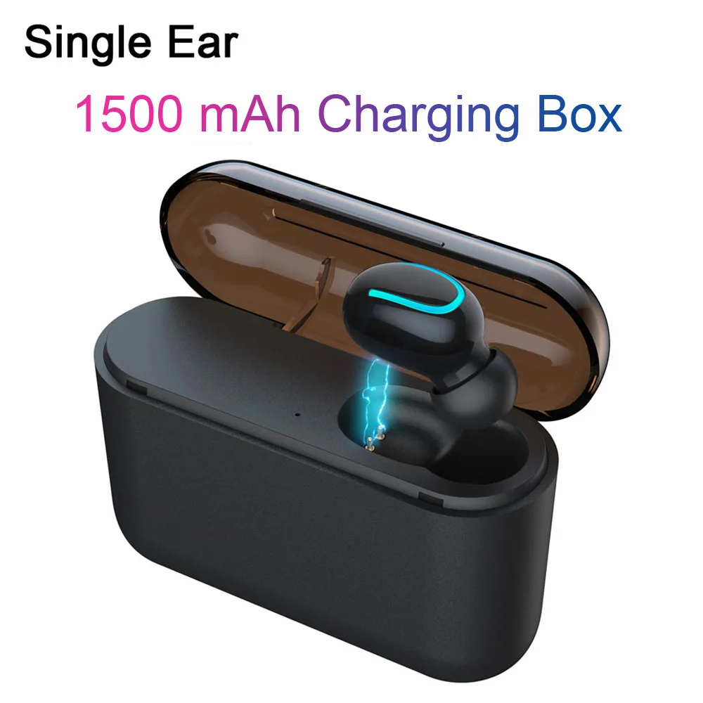 Single Ear Black TOMKAS беспроводные наушники 5,0 стерео наушники Bluetooth наушники TWS беспроводная Bluetooth гарнитура с зарядным устройством - Цвет: Single Ear Black