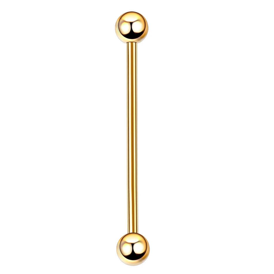 Gold v 1.6x36x5mm 1 шт., титановые серьги-гантели для пирсинга, промышленные серьги-гантели, Хрустальный цветок, длинный брусок, хрящ, ушные леса, ювелирные изделия для пирсинга, 14 г - Окраска металла: Gold v 1.6x36x5mm