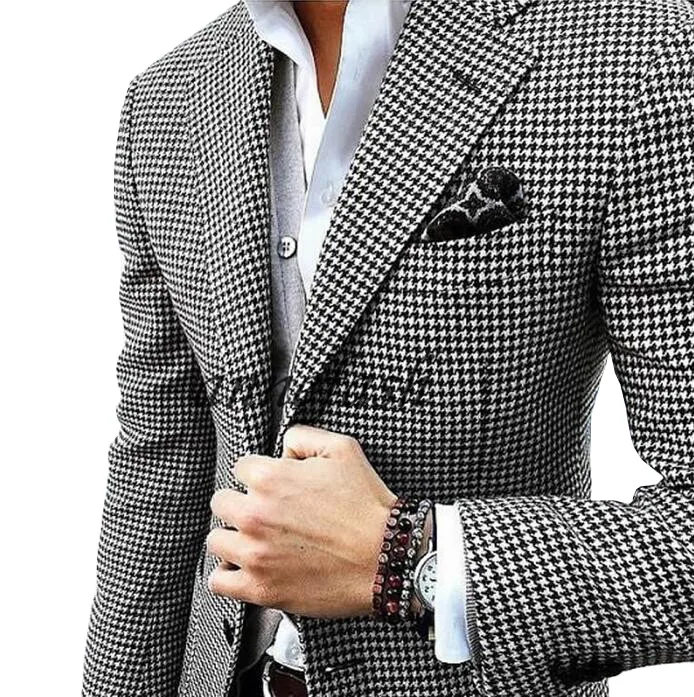 Индивидуальный заказ модный мужской шерстяной костюм гусиные лапки деловой