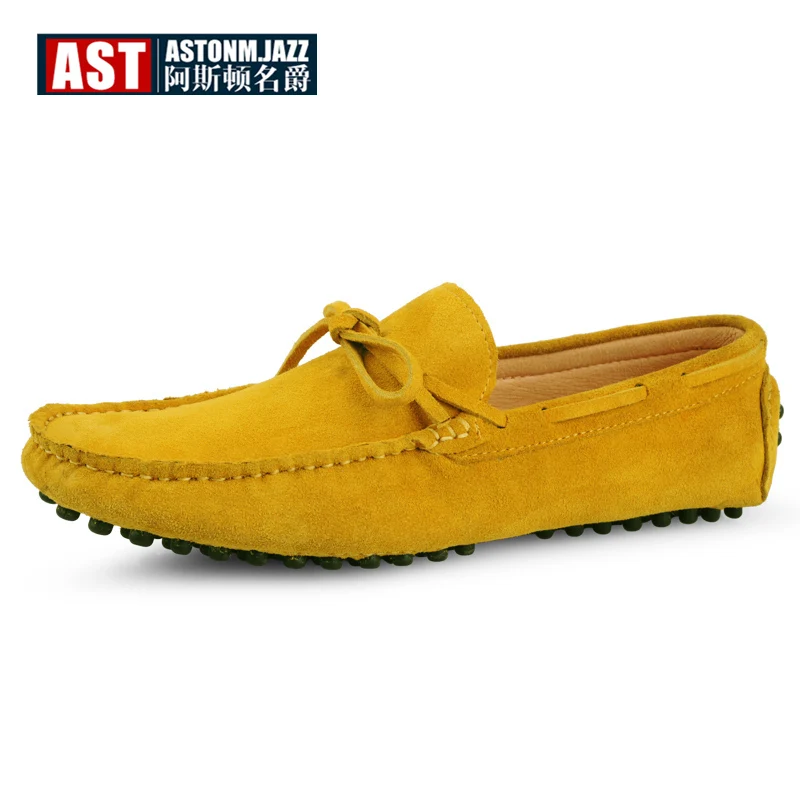 Мужские лоферы из коровьей замши без застежек повседневная обувь для езды в