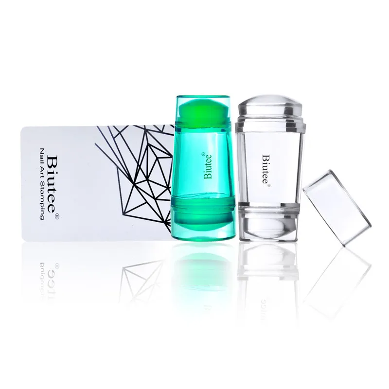 Двойной силиконовый ногтей штампа прозрачный зеленый Желе 2.2 см 2.8 Маникюр голову