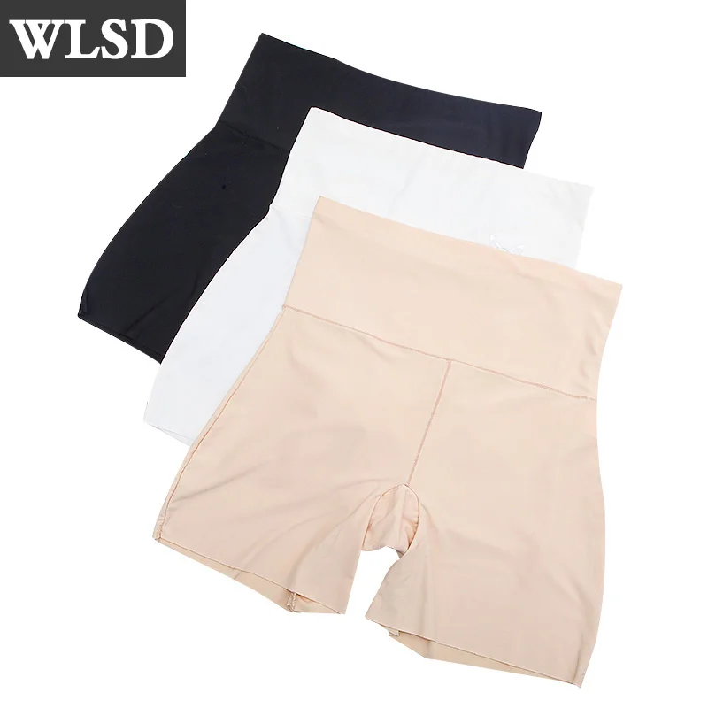 WLSD 3 шт./лот, женские безопасные Короткие штаны с высокой талией, трусы для похудения, бесшовные шорты для мальчиков, шелковые женские трусы-боксеры из нейлона