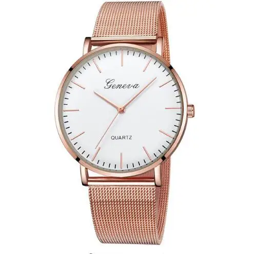 rose gold Лидер продаж модные повседневные женские часы классические женские мужские кварцевые наручные часы из нержавеющей стали часы-браслет reloj mujer - Цвет: rose gold
