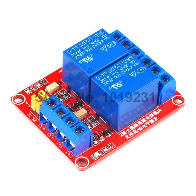 12V 2 канальный релейный модуль высокий и низкий уровень запуска с оптопарой реле