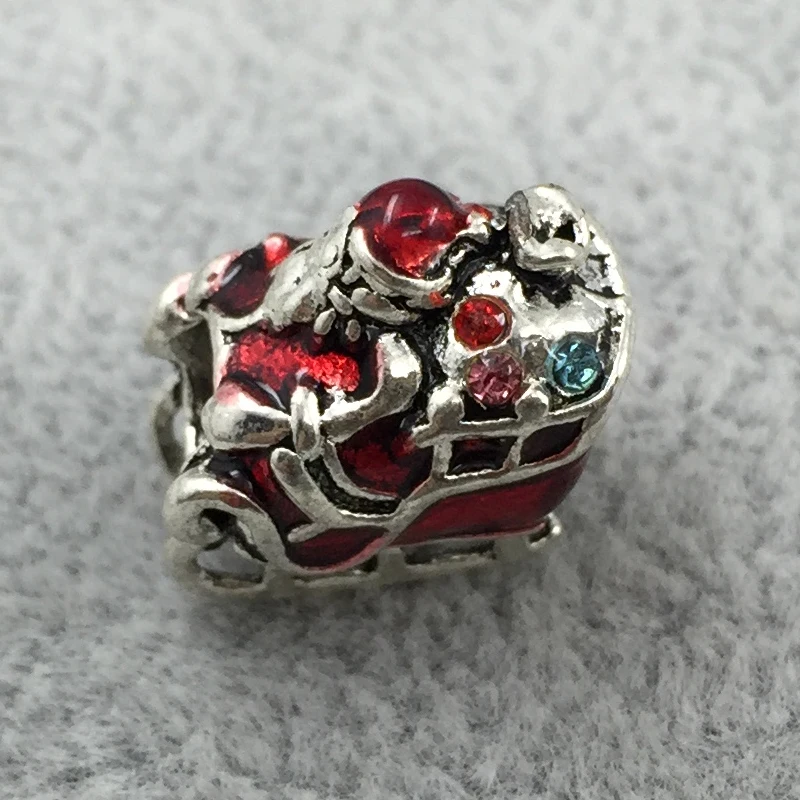 Рождественский Санта-Клаус с санями Европейские Бусины подходят для браслетов и