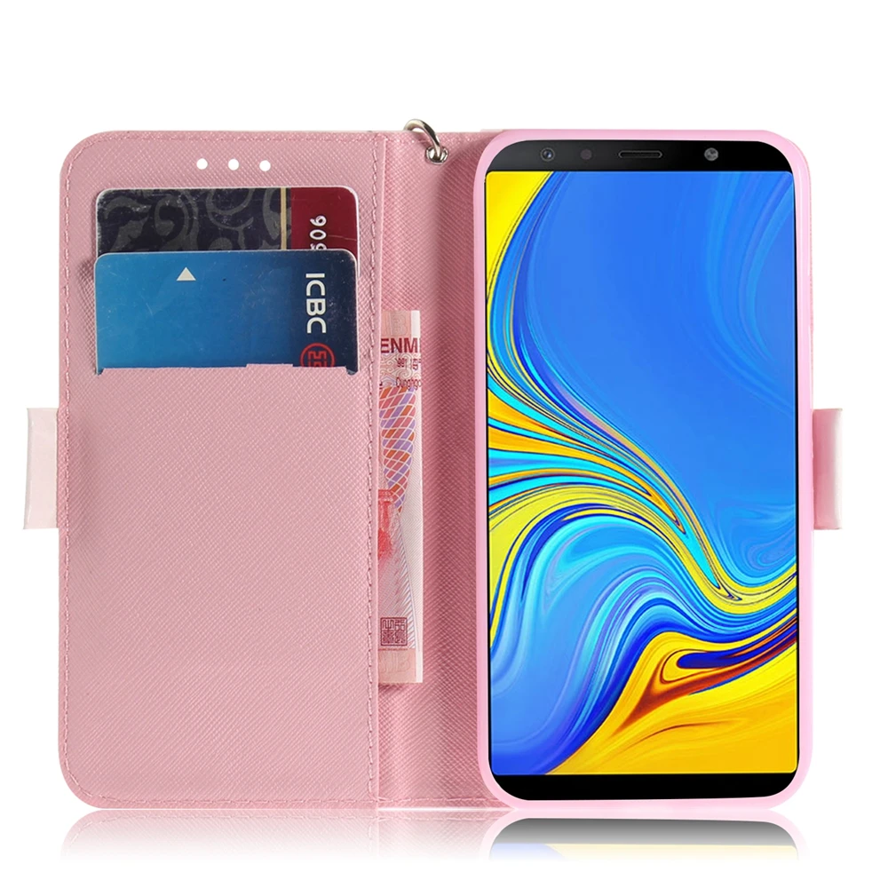 Для Coque samsung Galaxy A7 2018 чехол A9 3D бабочка любовь панда белка кожаный на