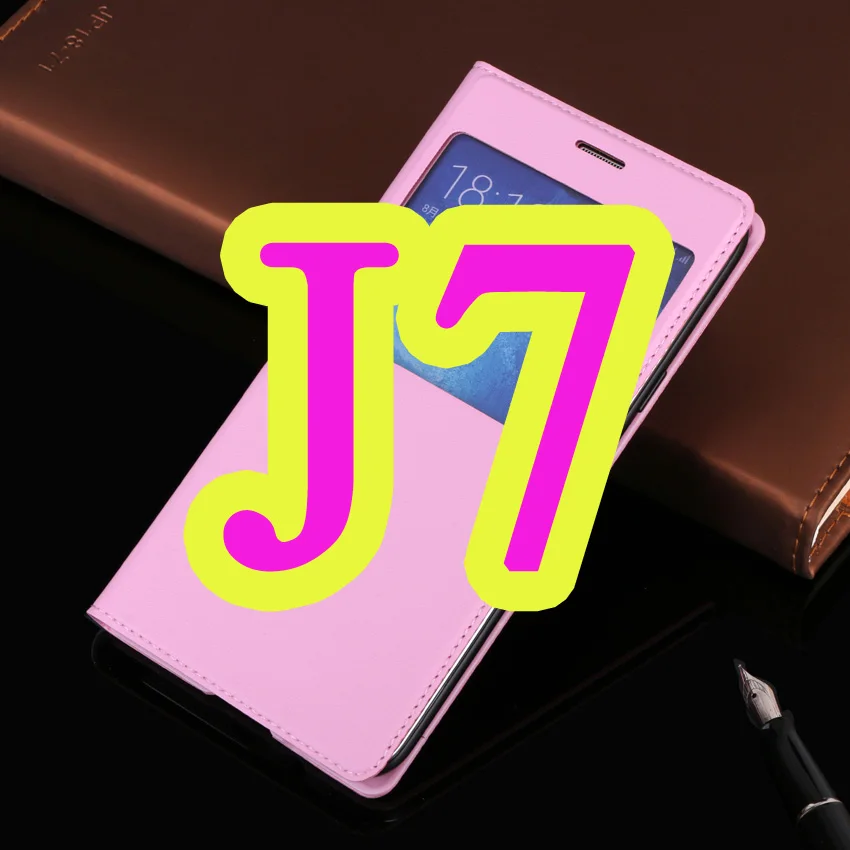 Pink for J7 Кожаный чехол-книжка 360 чехол для телефона чехол для samsung Galaxy J5 J7 SM J500 J500F J500H J700 J700F J700H J700FN SM-J500F SM-J700FN - Цвет: Pink for J7