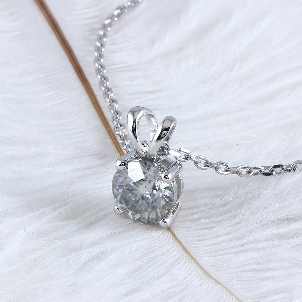 DovEggs Sterling Solid 925 Silver 2ct 8mm Slight Gray Moissanite Pendant Necklace for Women Wedding Gift | Украшения и аксессуары