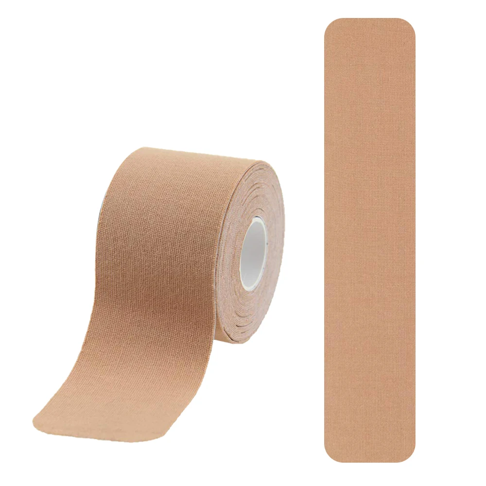 Beige Горячая Распродажа, хлопковая кинезиологическая лента, эластичная клейкая спортивная лента для лечения травм, повязка для мышц, водонепроницаемая, 5 см* 5 м - Цвет: Beige