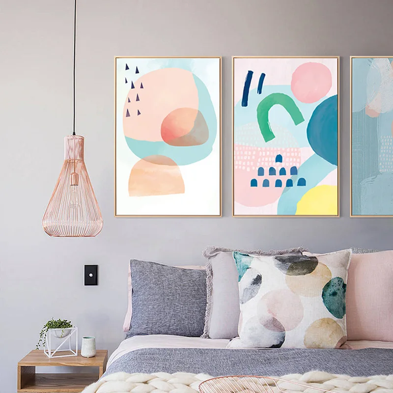 

Декоративная Скандинавская Картина на холсте HAOCHU, абстрактная Геометрическая мультяшная картина, прекрасная история, современные и простые Плакаты для кухни