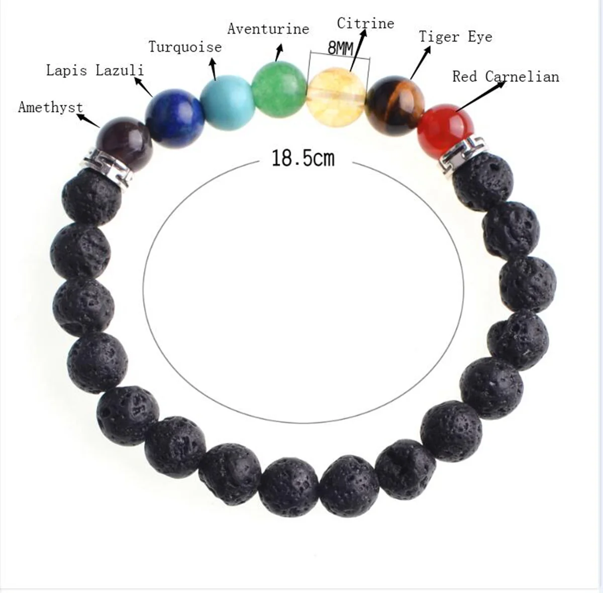 

7 Chakra Stone Yoga Healing Beaded Bracelet Natural Lava Diffuser Pearls Jewelry Reiki s For Women Men