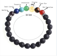 7 chakra stone yoga healing beaded bracelet natural lava diffuser pearls jewelry reiki s for women men