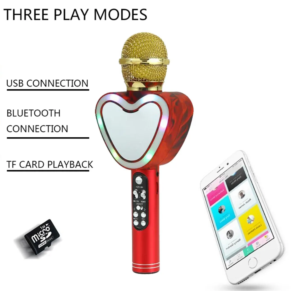 Беспроводной Bluetooth караоке Microphone3-in-1 портативный ручной микрофон Домашняя