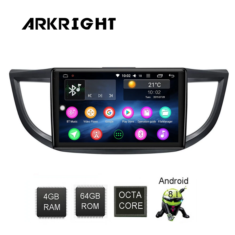 Автомобильный радиоприемник ARKRIGHT 10 дюймов 1 Din 4 + 64 ГБ мультимедийный аудио плеер