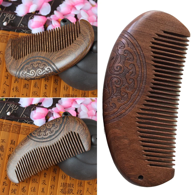 Высокое качество гребень эбенового дерева дерево натуральное резные надписи