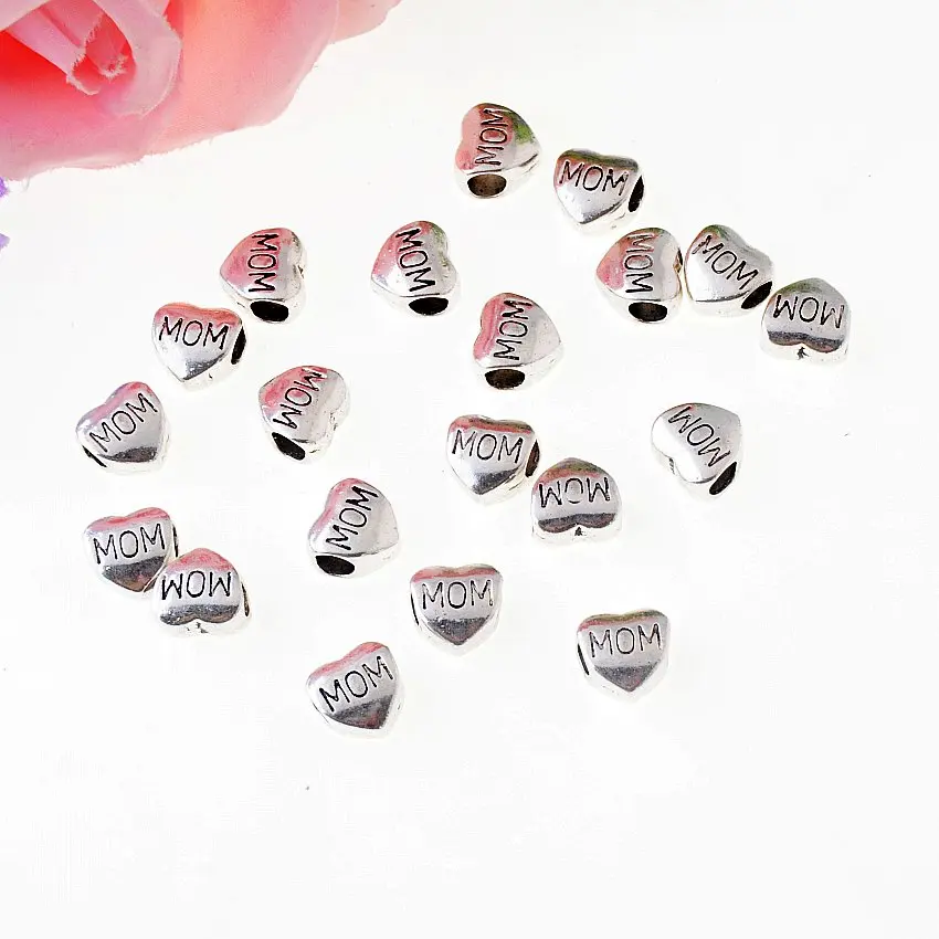 Бесплатная доставка 5 шт. 11x11 мм античное серебро &quotМама&quot сердечко