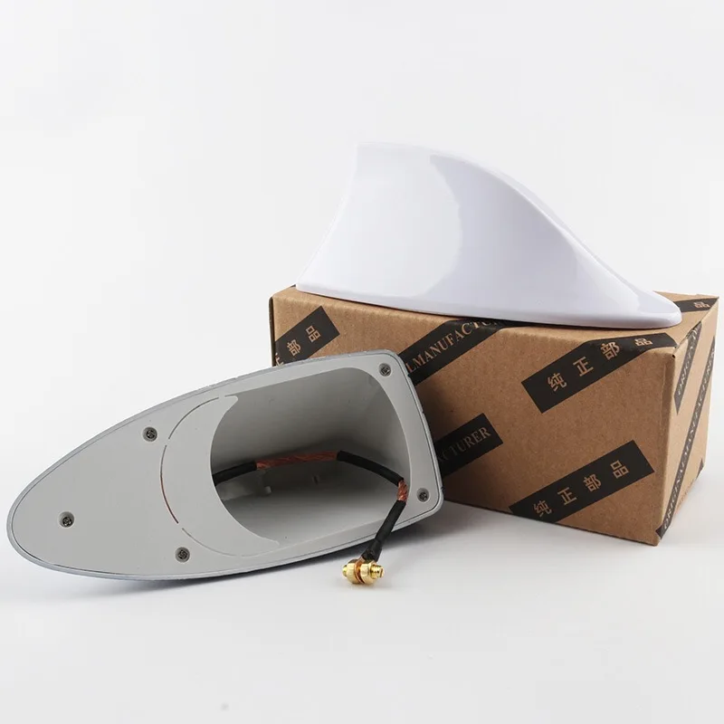 white color with box Водонепроницаемая без сверления Автомобильная плавник акулы Антенна в форме плавника акулы крыша радио антенна FM/AM украшают антенна сильный сигнал для большинства автомобилей - Цвет: white color with box