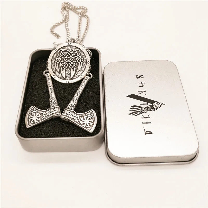 Дропшиппинг Vele Bear Paw two Kolovrat axe Шейное колье с подвеской Viking языческие