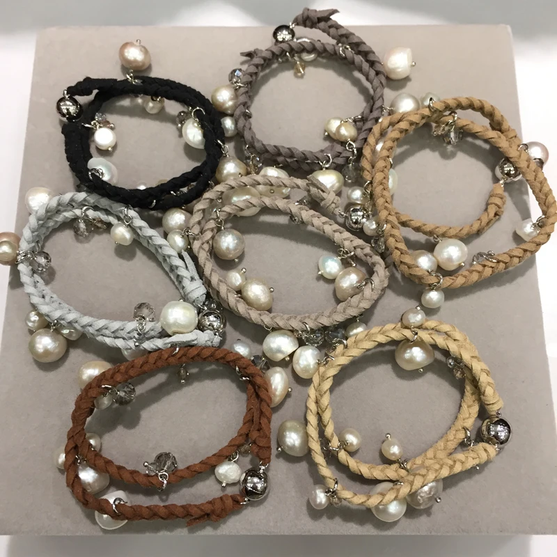 Браслет из натурального пресноводного жемчуга в стиле барокко черный коричневый