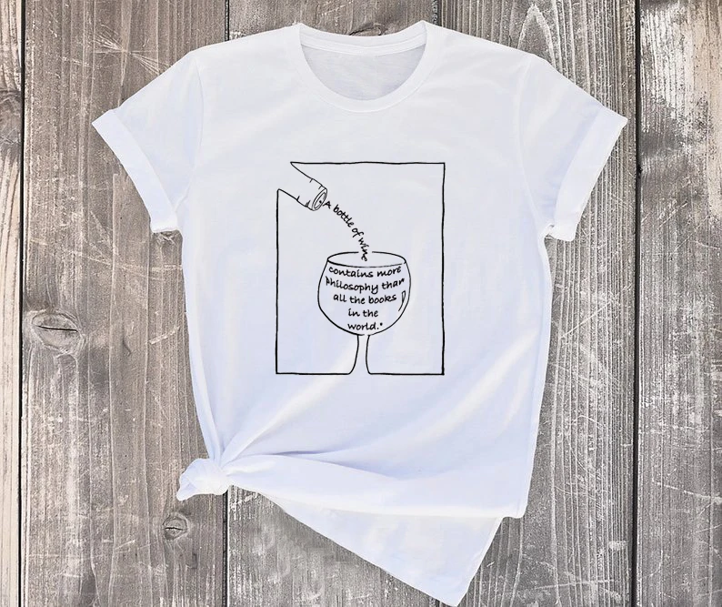 Бутылку вина содержит больше философии футболка camisetas хлопок эстетической в