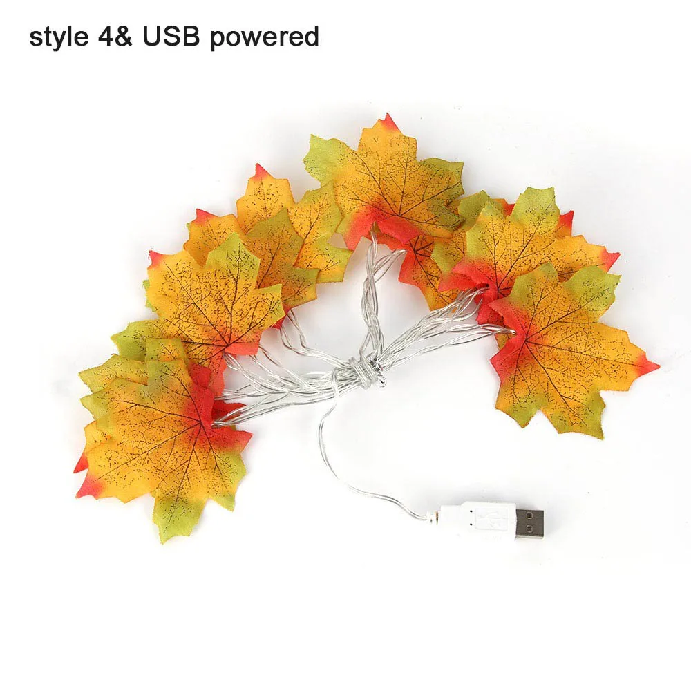style 3 USB 1.5M10 светодиодный/3 м 20 светодиодный кленовые листья светодиодный индикатор AA батарея USB работает осенние лестничные перила декоративные растения забор Вечерние огни - Испускаемый цвет: style 3 USB