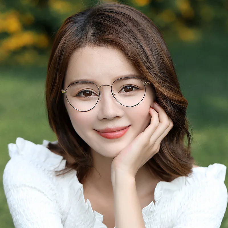 Fashion Women Optical Glasses Gold Metal Frame Round Eyeglasses Vintage Reading Clear Lens Men's Frames with box FML |