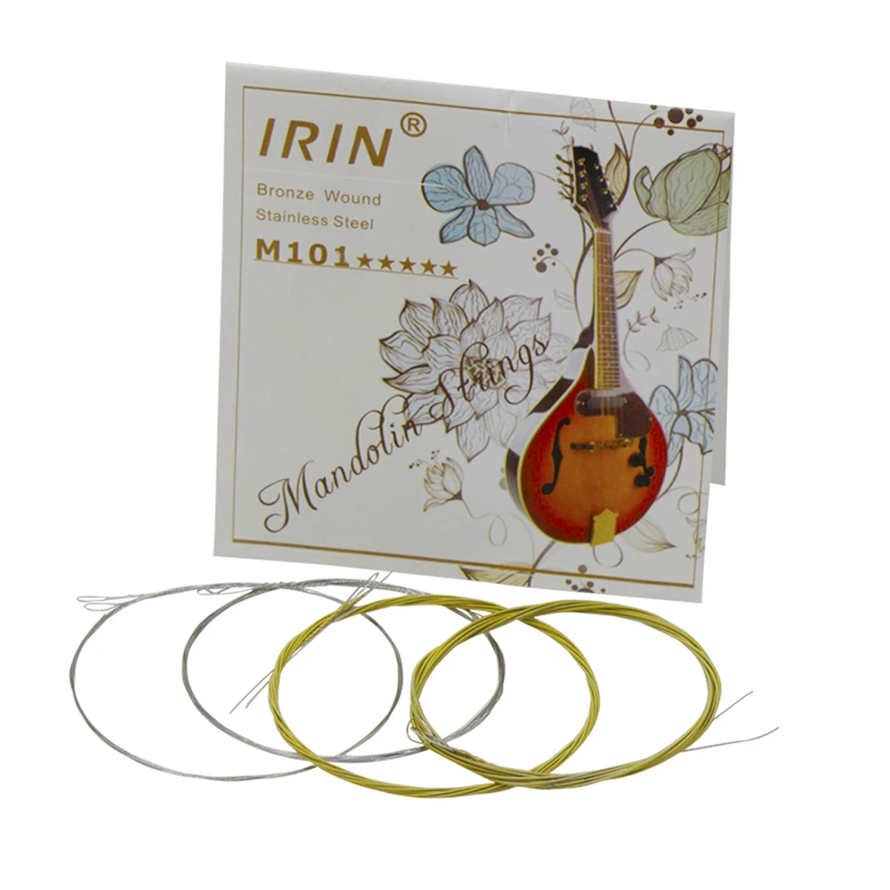 

IRIN M101 4pcs/ set Mandolin Strings Bronze Wound Stainless Steel Silver & Gloden Color Mandolin String (.010-.034)