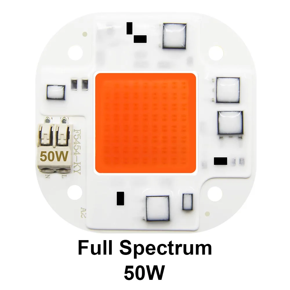 50W Full Spectrum Hontiey светодиодный COB Чип 220 В 110 В Смарт IC нет необходимости драйвер лампы прожектор светильник 20 Вт 30 Вт 50 Вт теплый белый рост растений Точечный светильник ing - Испускаемый цвет: 50W Full Spectrum