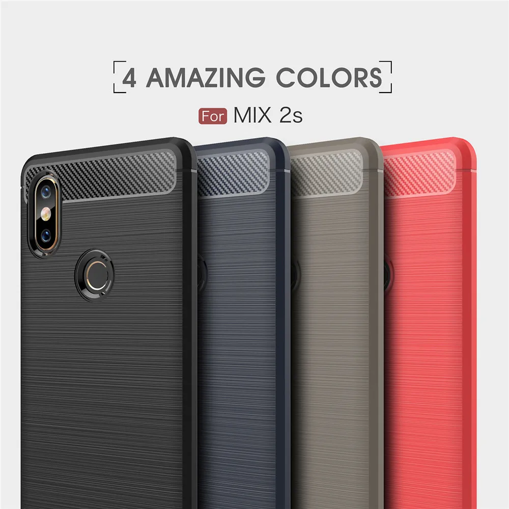Lenuo чехол для Xiaomi mi x 2 S ТПУ Мягкий углеродного волокна силиконовой щеткой