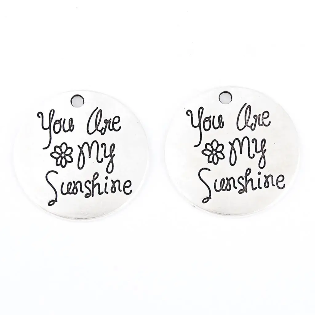 10 шт. серебряный цвет принт с надписью You are my Sunshine Charms inspiration подвеска со словами