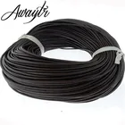 Женский шнурок для ювелирных изделий AWAYTR, Круглый шнурок из натуральной кожи черногокофейного цвета для самостоятельного изготовления ожерелий из искусственной кожи, 10 м, 2,5 мм