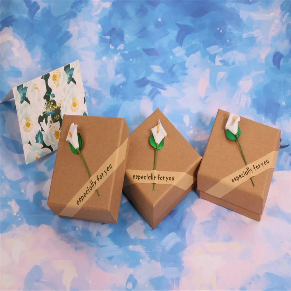 

2 шт., коробки из крафт-бумаги для упаковки ювелирных изделий, 8,5x8,5x3,5 см
