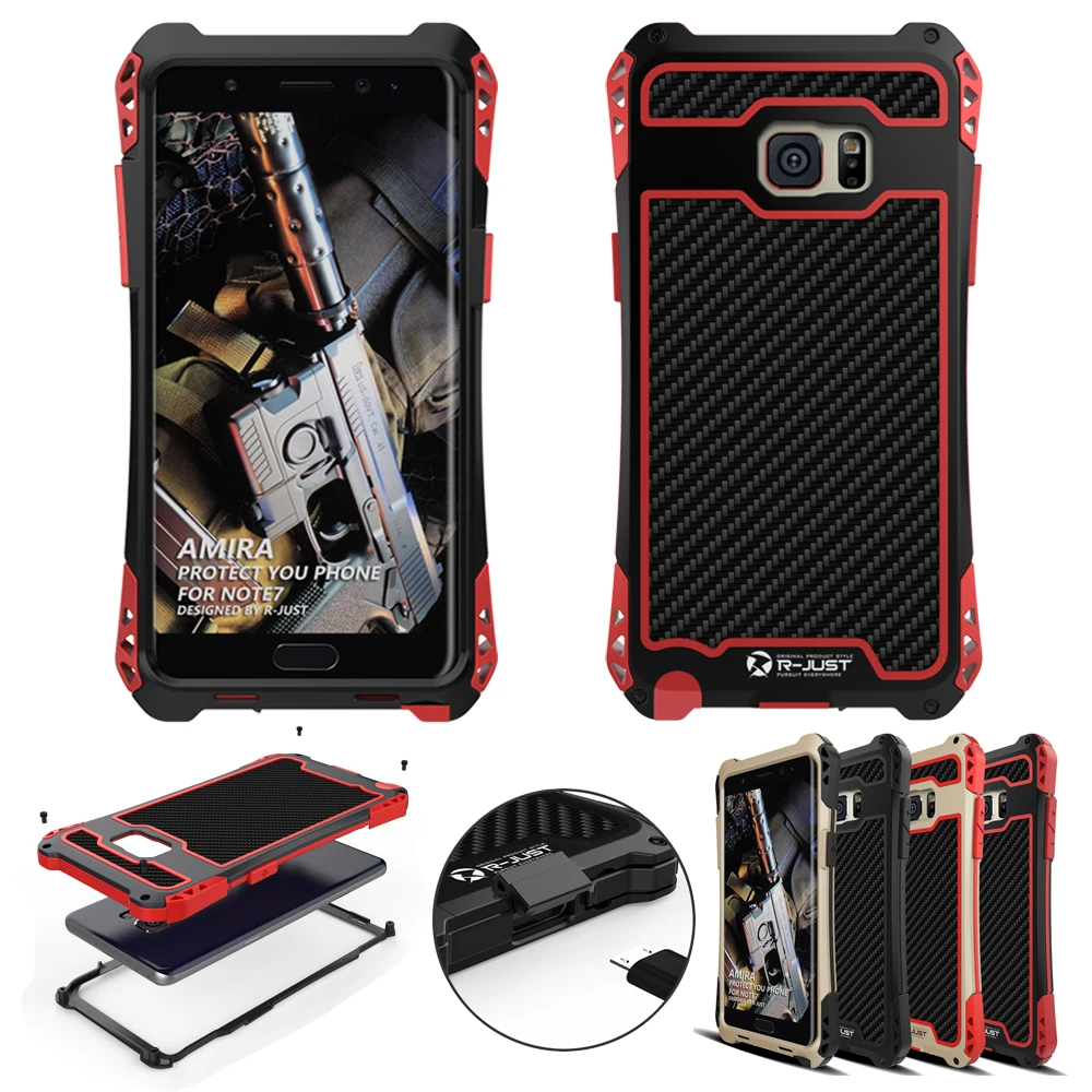 Luxury Life Waterproof Shockproof Aluminum Armor Hard Case For Samsung Galaxy Note 7 Metal Cover with Tempered Glass |