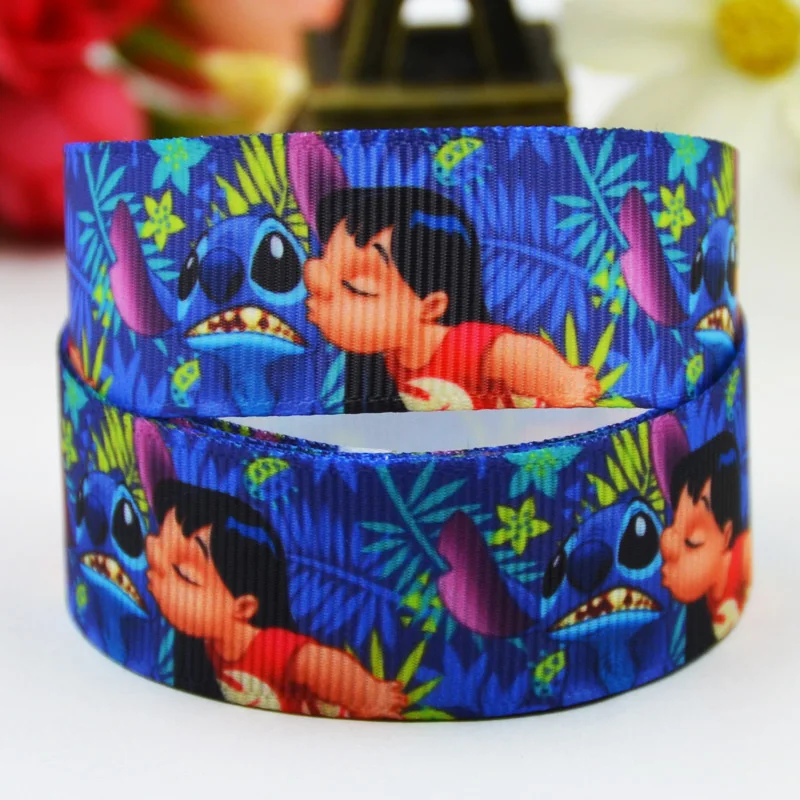 7/8 ''(22 мм) Lilo Стежка мультфильм характер печатные корсажная лента вечерние атласные ленты украшения OEM 10 ярдов Mul044 - Цвет: X 01412