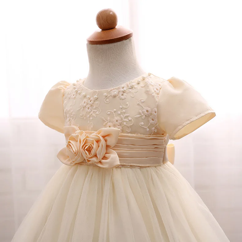 Платья для маленьких девочек с цветочным кружевом Одежда новорожденных Бальное