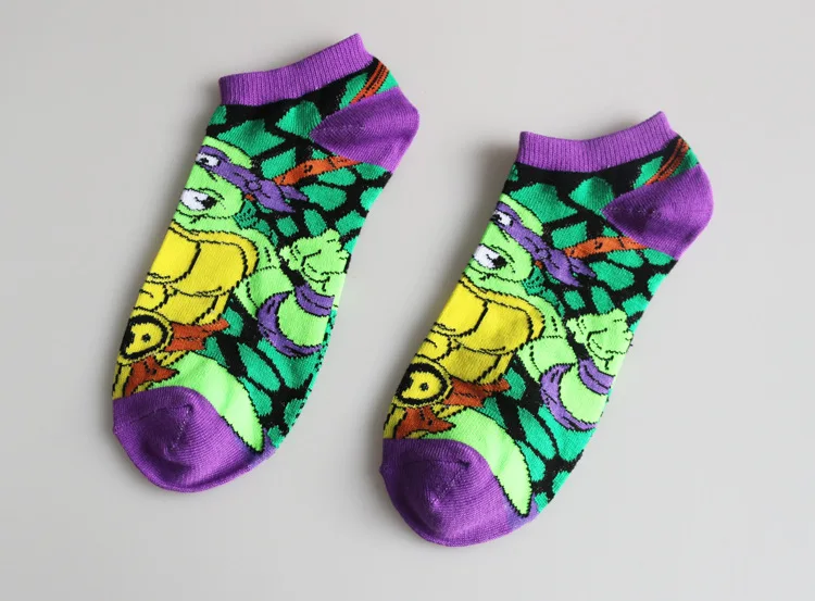 Leonardo Raphael Mikey Donatello лодка с принтом носков аниме невидимые счастливые компрессионные забавные мужские и женские хлопковые Лоферы Calcetines