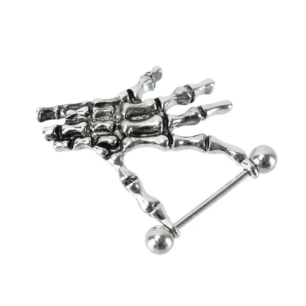 Wholesale 2Pcs Sexy Punk Rock Style Skeleton Skull Hand Shield Nipple Bar Navel Belly Milk Button Rings Body Piercing Jewelry | Украшения и