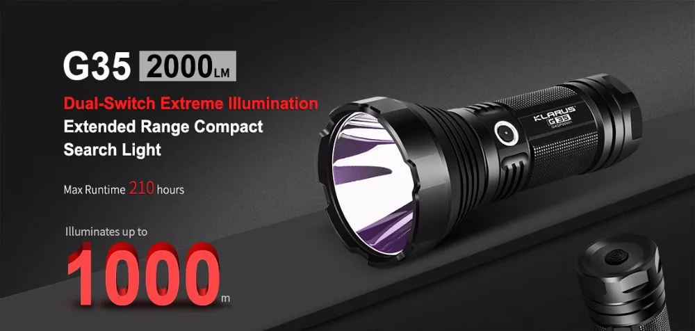 KLARUS G35 фонарь XHP35 HI D4 2000LM дальность луча 1000 м светодиодный фонарик+ 3 шт. Klarus 18650 2600 мАч батареи+ CH4S зарядное устройство