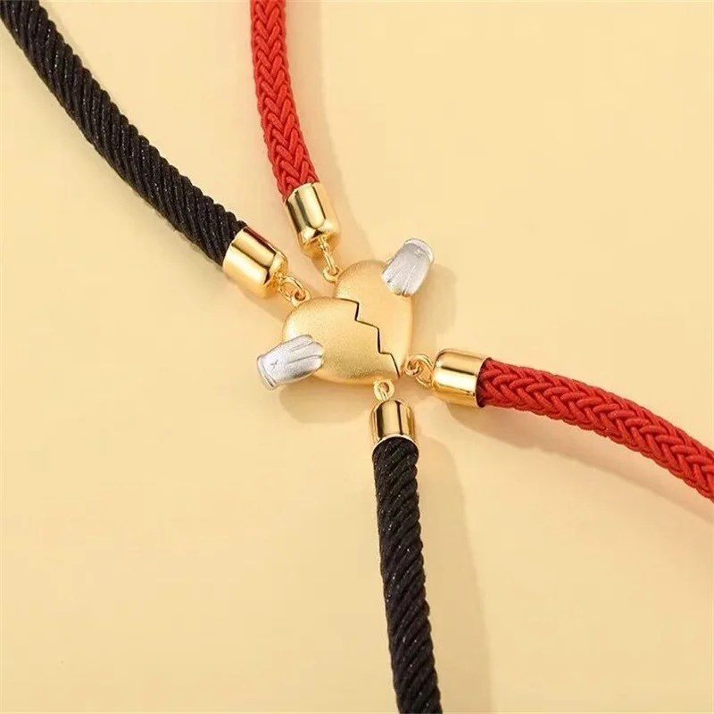 Лидер продаж новый браслет в форме сердца с крыльями ангела из красной веревки