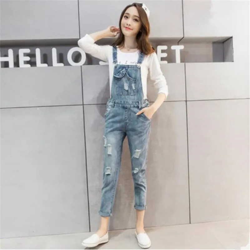 Женщина джинсовой комбинезон длинные джинсы джинсовые комбинезоны для женщин 2019