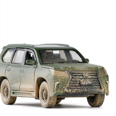 Green B 1:32, LEXUS LX570, музыкальный светильник, литая под давлением металлическая игрушка, золотая, белая, черная дверь, открывающаяся дверь, модель автомобиля, игрушки для детей, подарки - Цвет: Green B