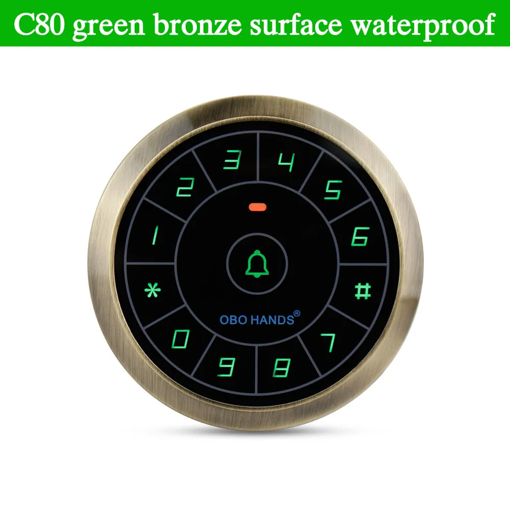 C80-Green OBO HANDS IP65 Водонепроницаемый Контроллер доступа считыватель 125 кГц RFID Клавиатура Цифровая клавиатура Металл сенсорный WG26/34 копия данных 8000 пользователей - Цвет: C80-Green