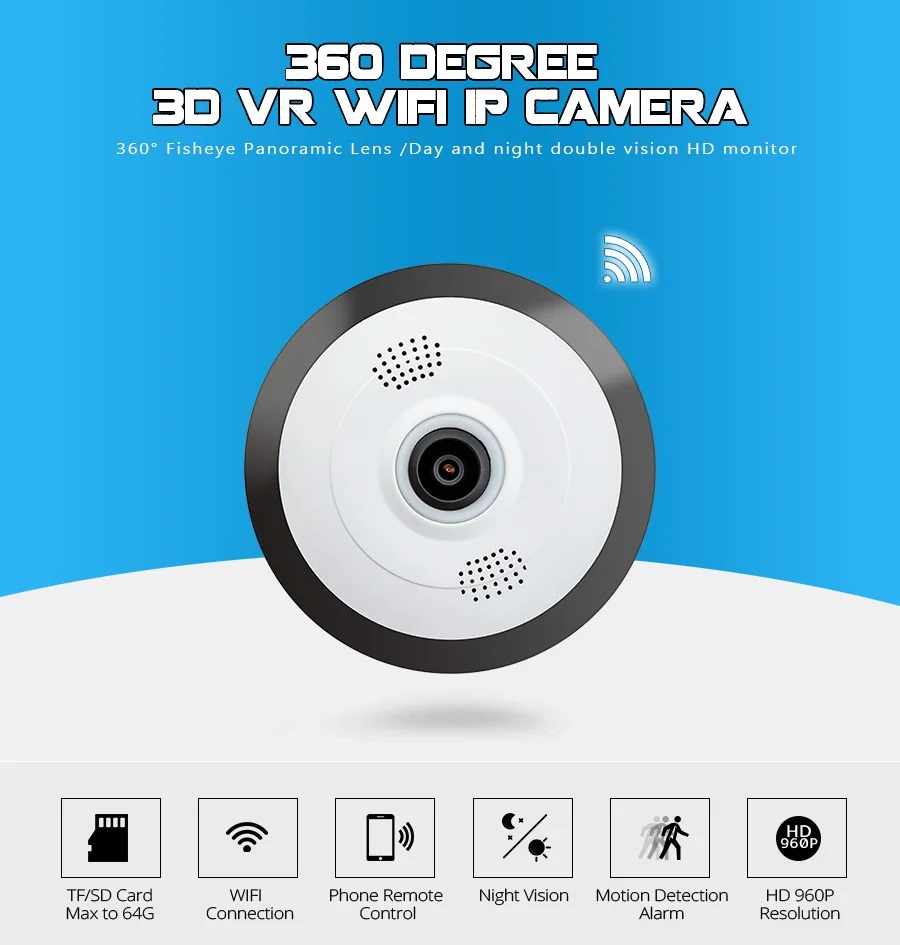 Мини HD 960P беспроводная Wifi IP камера 1,44 мм объектив 360 градусов панорамный рыбий глаз 1.3MP камера безопасности Поддержка телефона ПРИЛОЖЕНИЕ управление