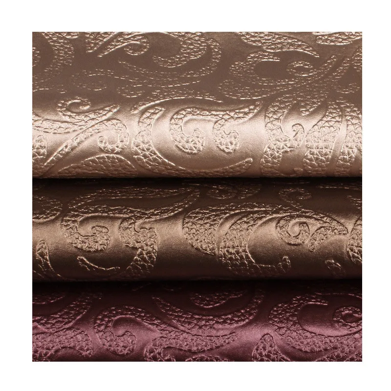 Lychee Life A4 Embossed Stripe Printed Faux Leather Fabric Floral Synthetic Leather DIY Sewing Material for Handbags