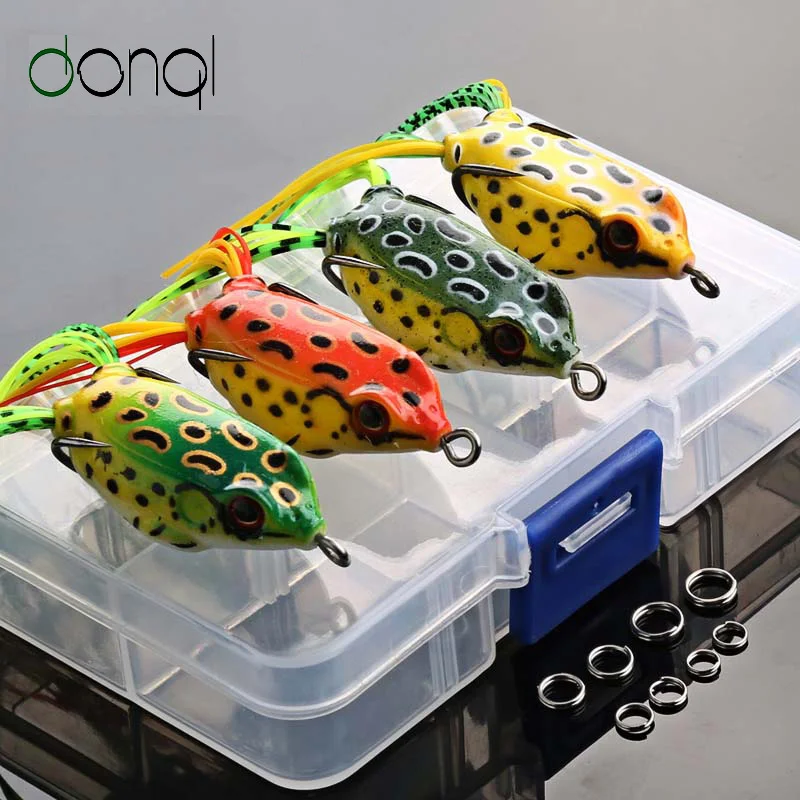 

DONQL 4pcs/box Frog Soft Fishing Lures Kit Snakehead Lure Topwater Floating Ray Frog Artificial Bait isca Killer Winter Fishing