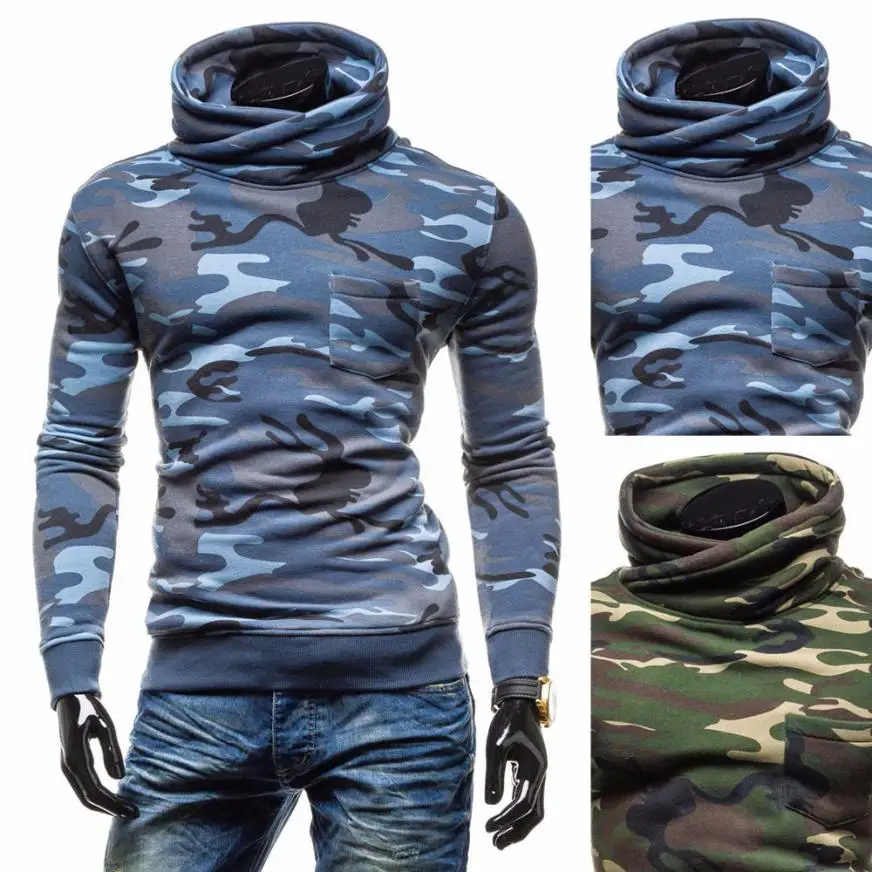 

Nice Vogue New Casual Men Camouflage Coat Jacket Turtleneck Male Swearshirts Long Sleeve Fashion Outwear Sudaderas Hombre #AA